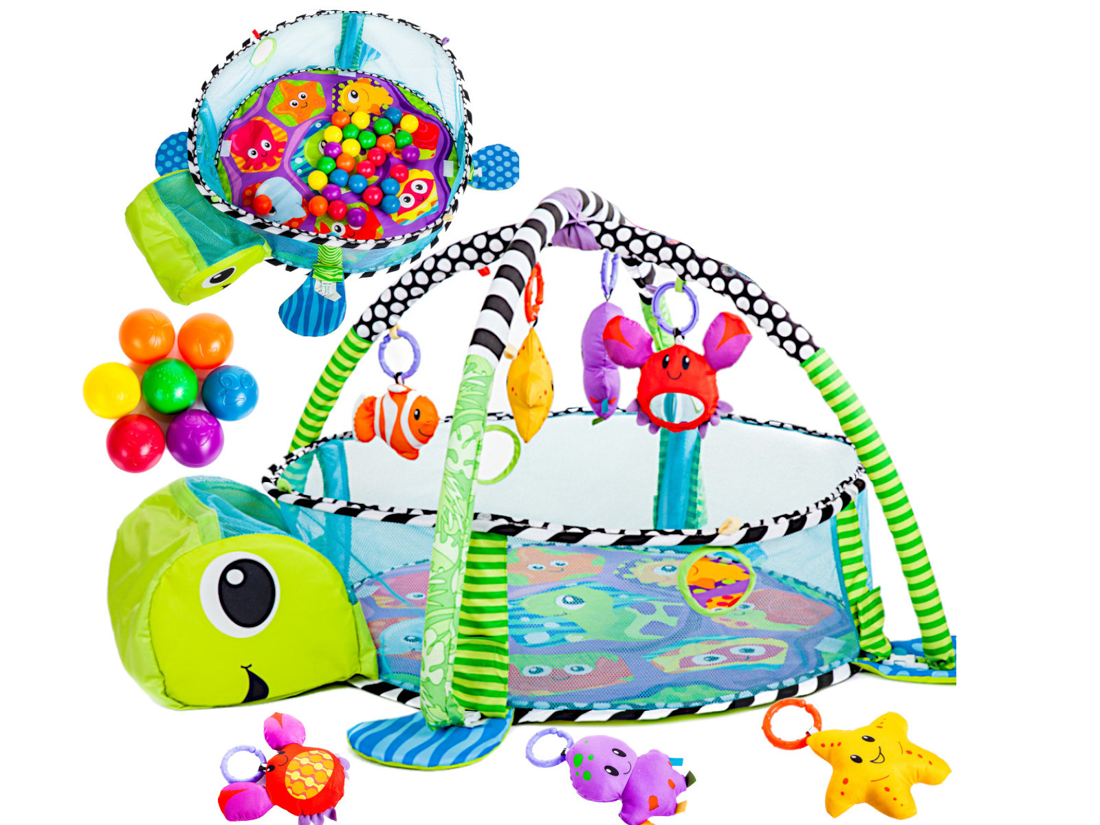 Mata Edukacyjna 3w1 Żółw Kojec Duża 0+ 30 piłeczek - obrazek 5