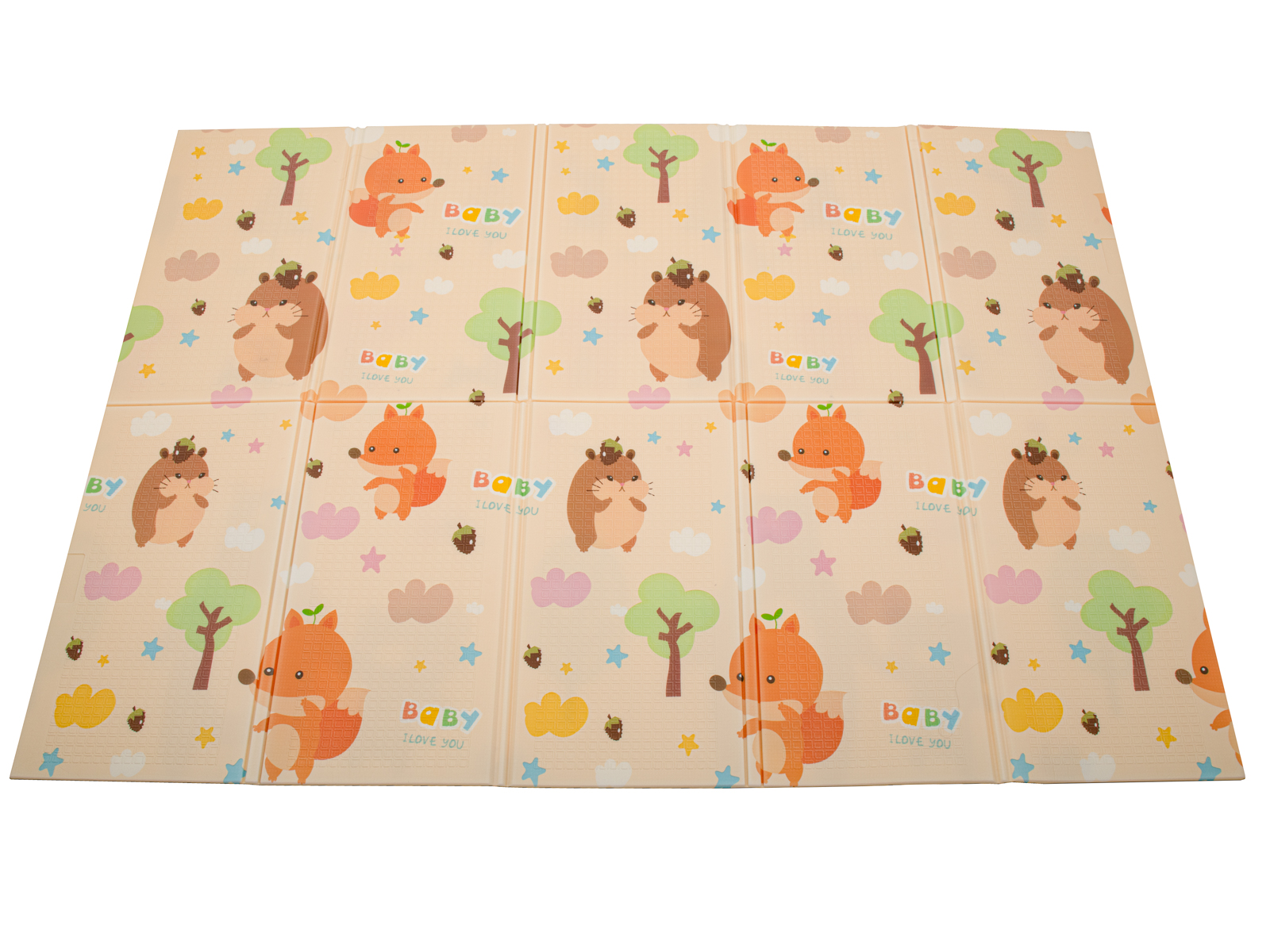 Mata Edukacyjna składana piankowa dwustronna jeż/miś 150x195cm - obrazek 3