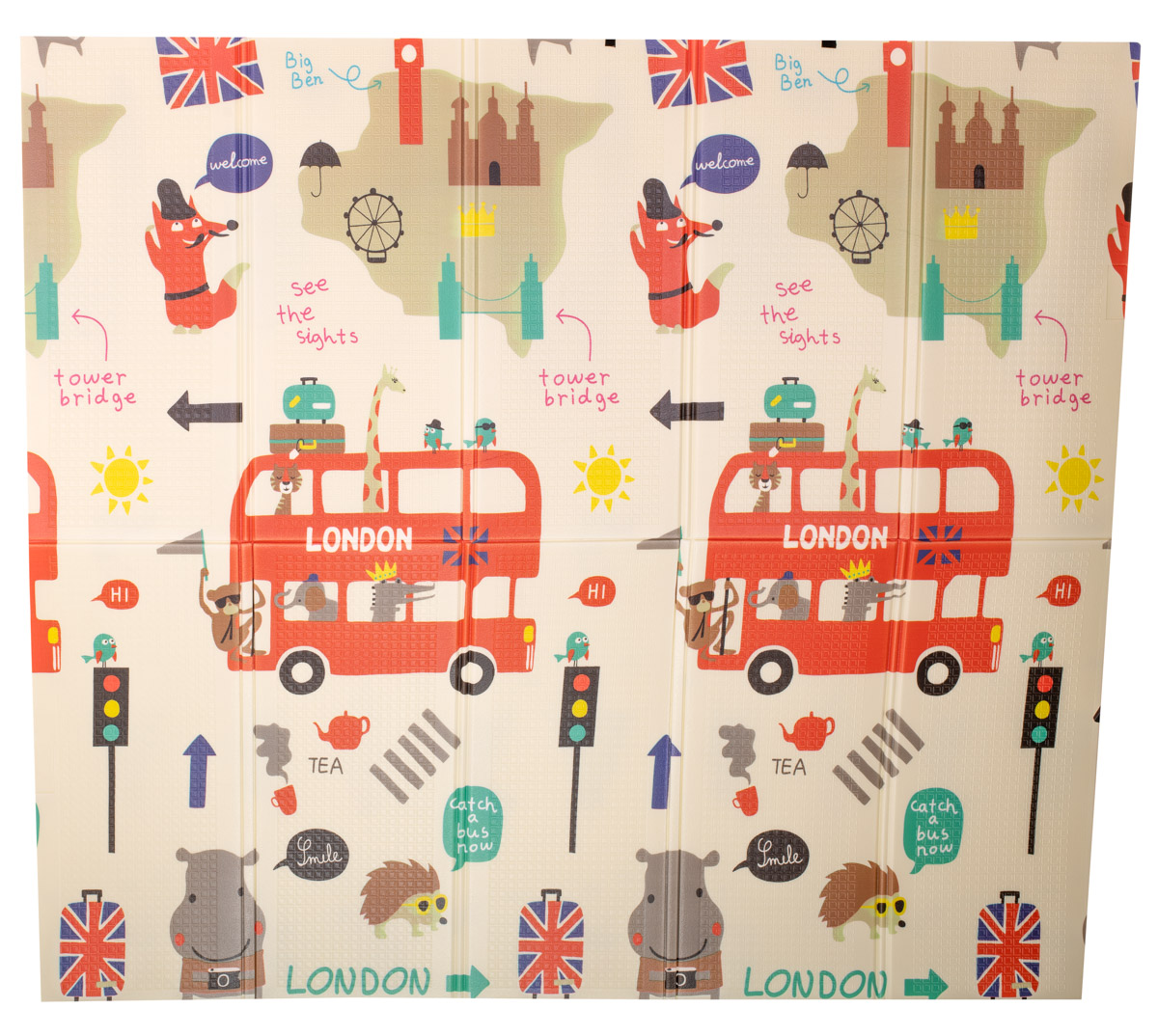 Mata Edukacyjna składana piankowa dwustronna miasto/las 200 x 180cm x 0,8cm - obrazek 3